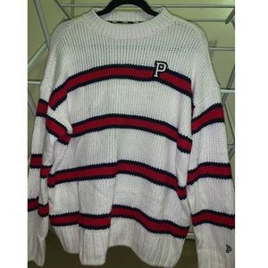 PINK VS Striped cotton knit sweater